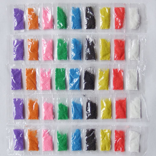 Conjunto de 9 sacos de areia colorida (aproximadamente 1g de cor)