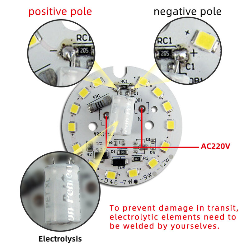 10pcs/Lot AC220V SMD2835 LED Chip 3W 5W 7W 9W 12W 15W 18W 24W Free Driver 100LM/W Light Beads 80RA Non-flickering for LED Bulbs