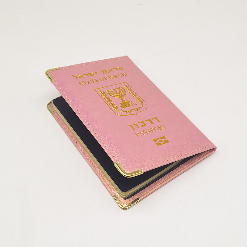 Funda de pasaporte de Israel negra para mujer, cuero Pu, soporte de pasaporte israelí, billetera de viaje, lindo estuche rosa para pasaporte