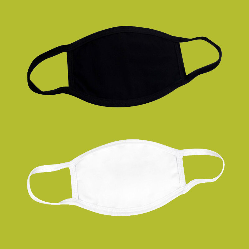Masque buccal 100% coton, noir et blanc, lavable et réutilisable, avec boucles auriculaires, respirant et sûr