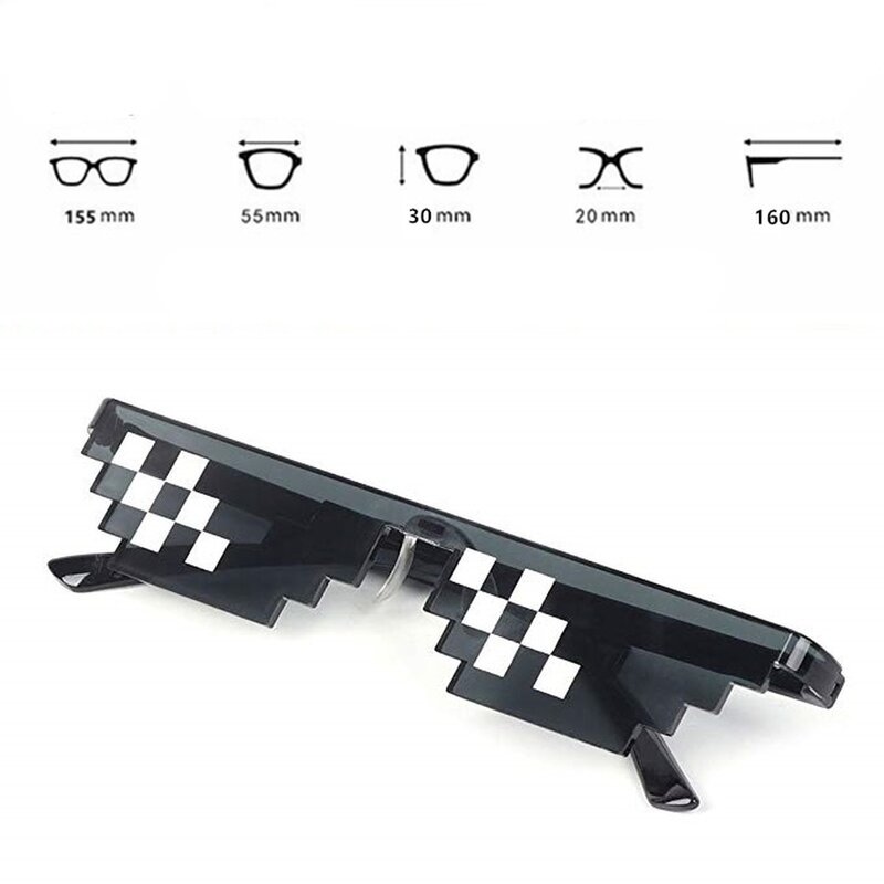 Gafas de sol Thug Life de 3/6 bits para hombre y mujer, lentes pixeladas de marca para fiesta, gafas de mosaico UV400 Vintage, regalo Unisex, gafas de juguete