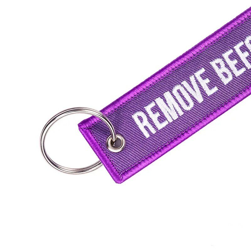 Remove Before Flight Travel Luggage Tags Embroidery bag tag With Keyring Key Chain for Aviation Gifts 2PCS/LOT