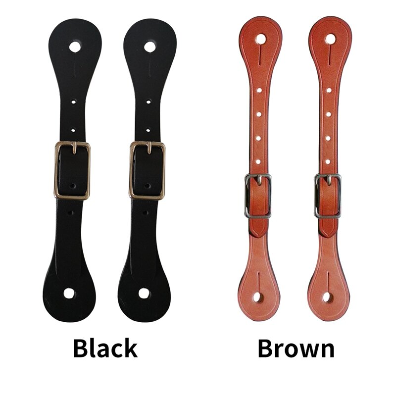1Pair Faux Leather Horse Riding Training Accessories Western Protective Spur Strap Thickened Alloy Buckle Equestrian Equipment