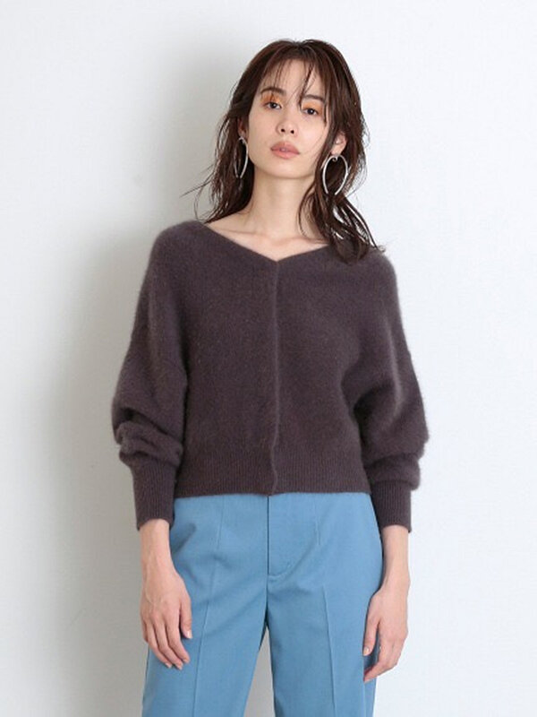 2020 jesienne i zimowe nowe produkty pluszowe krótkie rękawy typu lampion krótki ciepły sweter dziergany sweter kurtka kobiet