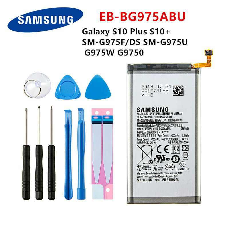 サムスン元祖EB-BG975ABU 4100 2800mahのバッテリーS10 プラスS10 + SM-G975F/ds SM-G975U/w G9750 携帯電話 + ツール