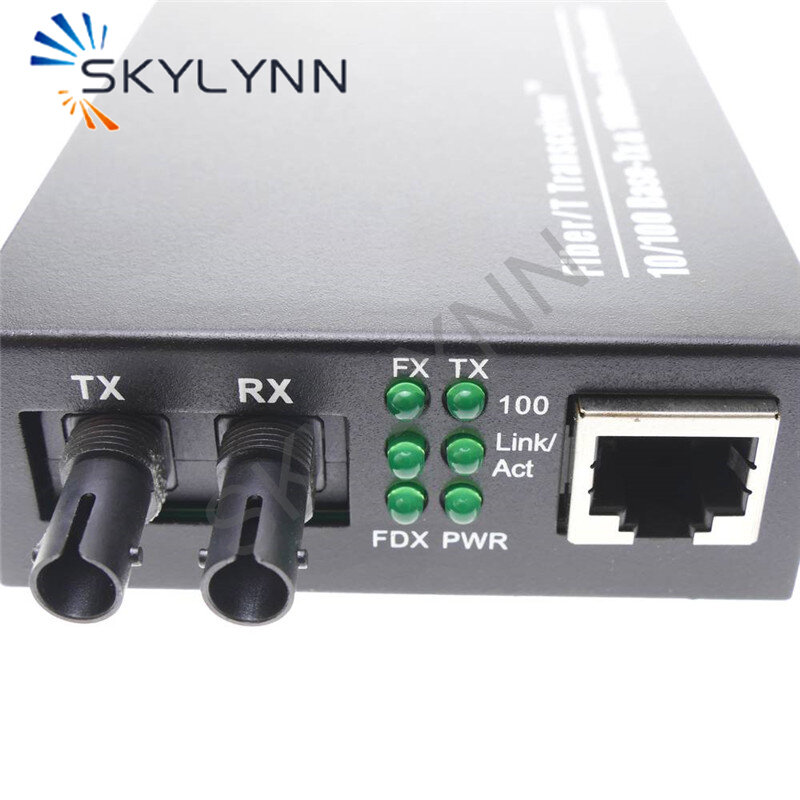 Media Converterไฟเบอร์ออปติก100 Mbps UTP/STP Connector RJ45สำหรับTX ST Duplex Connectorสำหรับพอร์ต100Base-FX 2KM 1310nm
