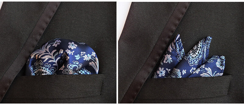 18 estilo masculino lenço de seda tecido pontos floral padrão hanky negócio masculino casual bolso quadrado lenço casamento hankies