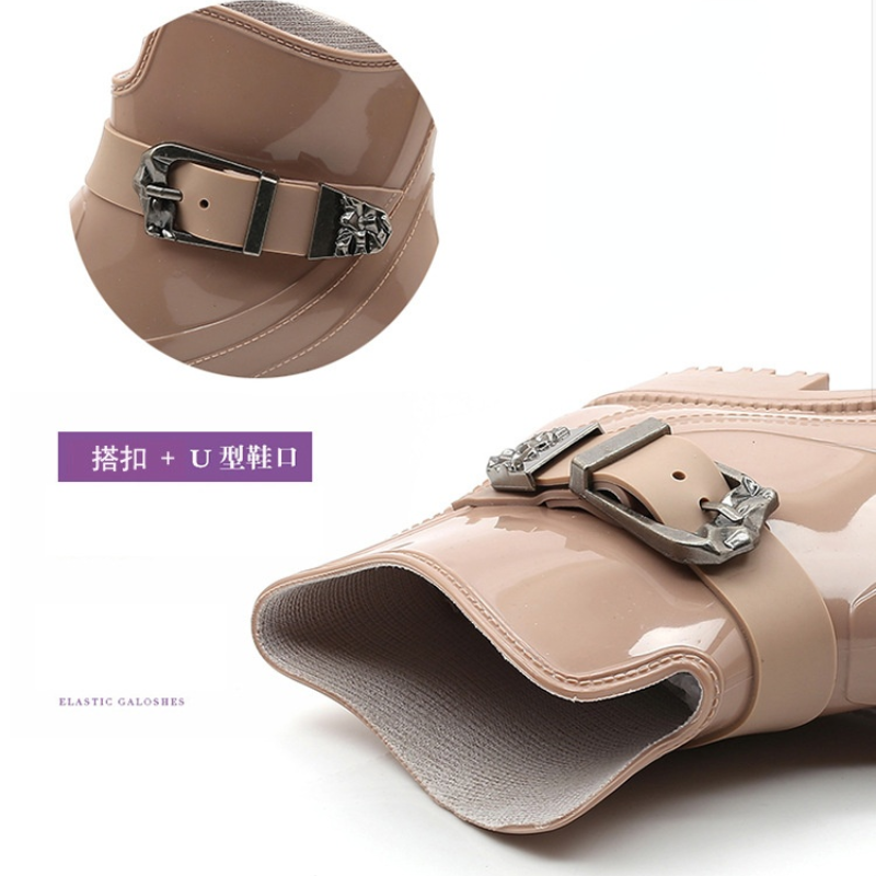 Bottes imperméables à plateforme pour femmes, chaussures de pluie à la mode pour l'extérieur, avec boucle à la cheville, antidérapantes, nouvelle collection 2021