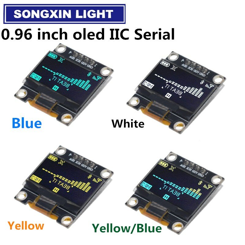 Nouveau produit 0.96 pouces OLED IIC blanc/jaune bleu/bleu 12864 OLED Module d'affichage I2C SSD1306 LCD carte d'écran pour Arduino
