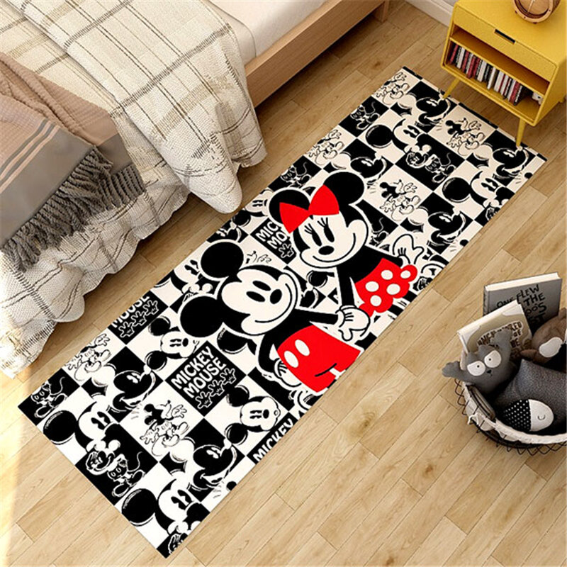 Alfombra de dibujos animados para niños, tapete largo antideslizante para puerta de dormitorio y hogar, Mickey y Minnie, 160x60cm