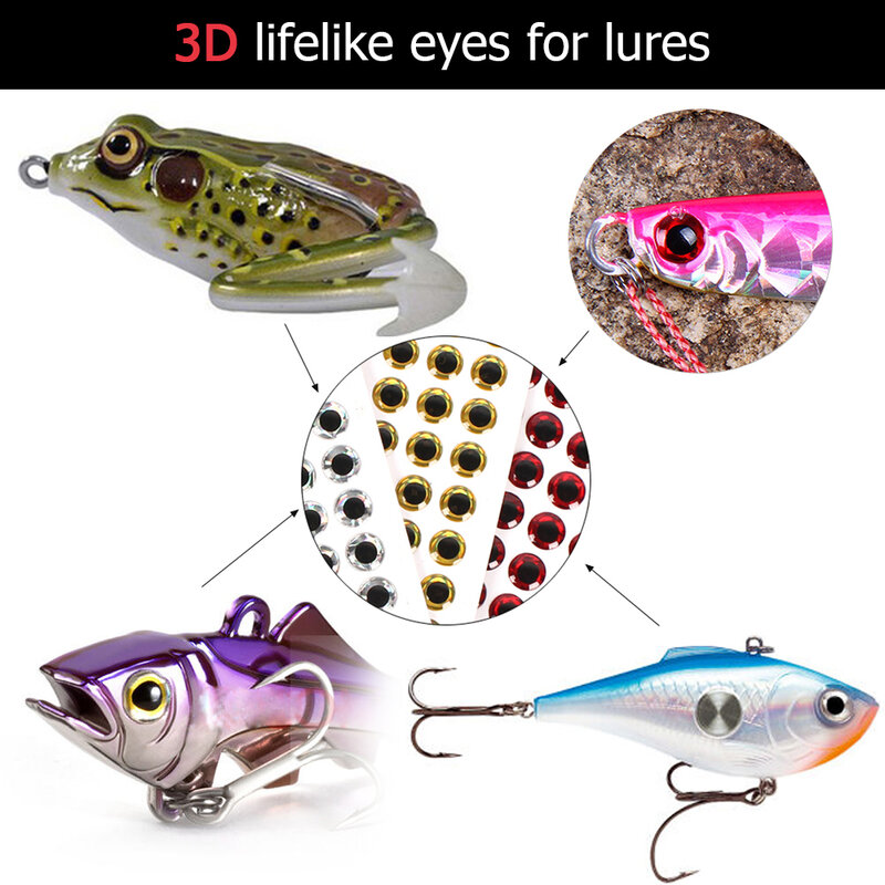 Ojos de señuelo de pesca holográficos 3D, 3mm, 4mm, 5mm, 6mm, simulación de pesca con mosca, pececillos artificiales, aparejos de pesca de ojo DIY, 100 unids/lote