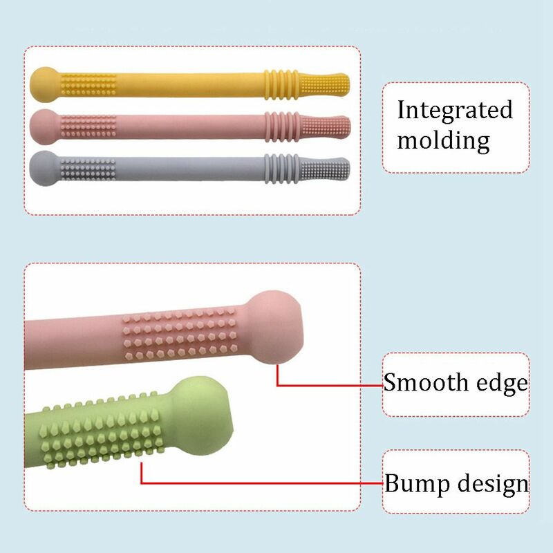 Baby Soft Teething Toy Infant Baby Hollow Teething Tube Bite Molar Rod Children Food-grade Silicone Bendable Teether Stick