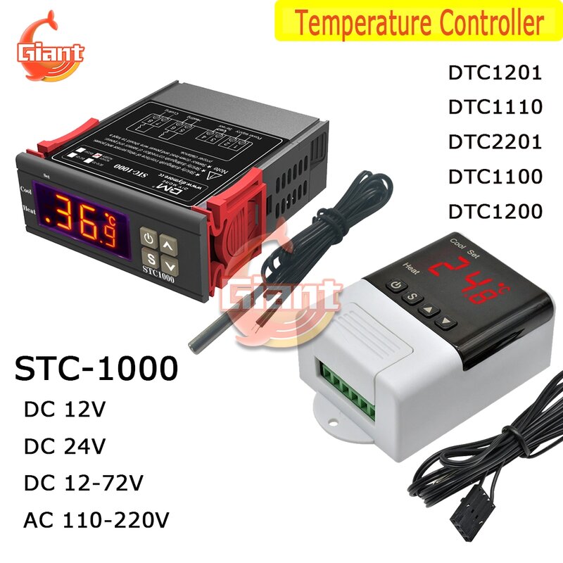 STC-1000 12V 24V 72V 220V LED Digital Thermostat Temperature Controller for Incubator Thermoregulator Heating Cooling vs DTC1200