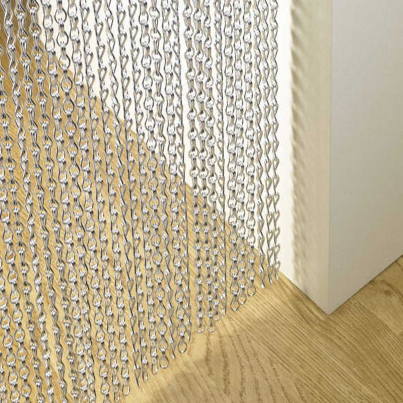 35x83 zoll Silber Aluminium Kette Vorhang Metall Bildschirm für Tür Fenster Indoor Dekoration