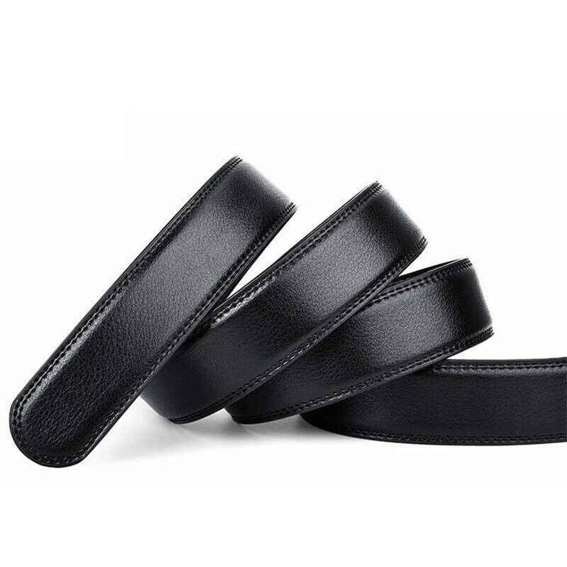 Headless Belt Fashion Men's Genuine Leather Automatic Buckle Business Versatile High Quality No Buckle Casual Black Belt Strip