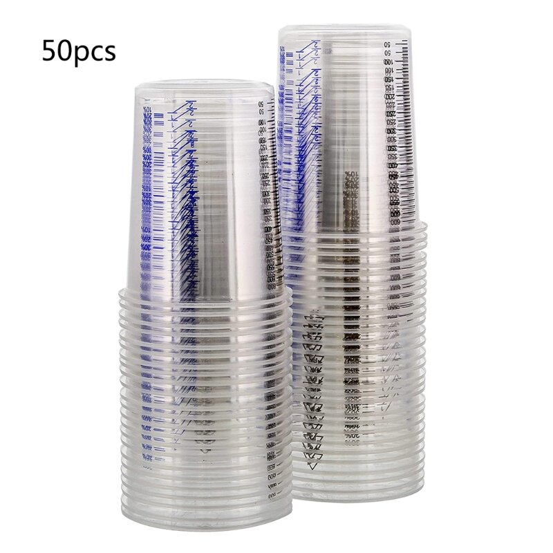 Bicchieri di miscelazione in plastica graduata trasparente monouso da 50 pezzi per resina epossidica con vernice UV