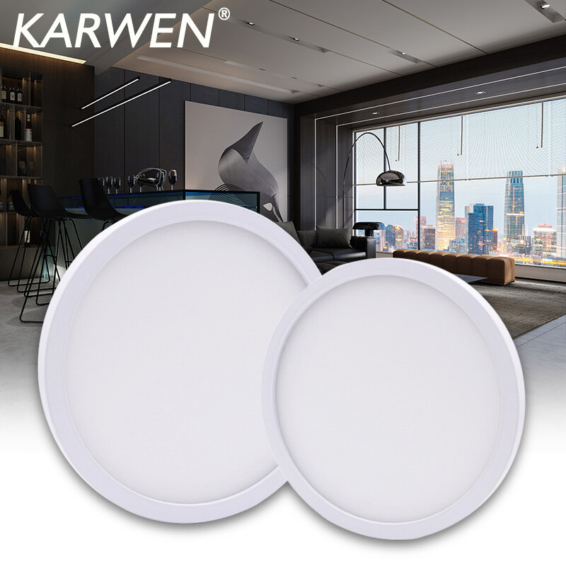 Luz de painel LED circular para decoração doméstica, lâmpada de teto montada na superfície, 6W, 9W, 13W, 18W, 24W, CA 85-265V