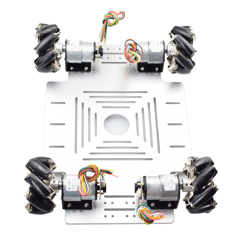 Sasis Mobil Robot Roda Mecanum Omni Beban Besar 25KG dengan Motor Encoder Kecepatan 12V untuk Platform POS Proyek DIY Arduino