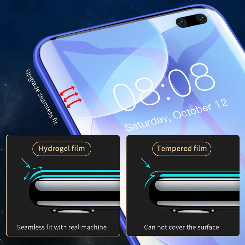 9D Penutup Penuh Film Pelindung untuk Huawei P Smart Plus 2018 Z S Pro 2019 2020 2021 Hidrogel Film Telepon pelindung Layar Tidak Kaca