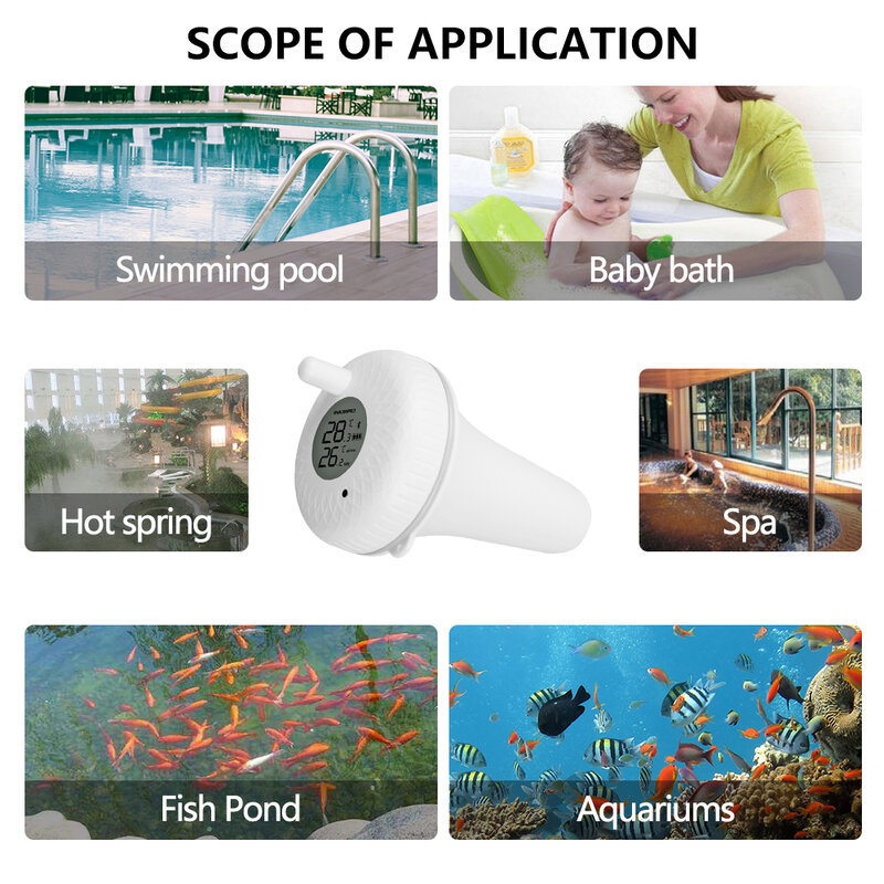INKBIRD Wireless Indoor Outdoor Floating Pool termometro IBS-P01B per piscina, acqua da bagno, spa, acquari e laghetti per pesci