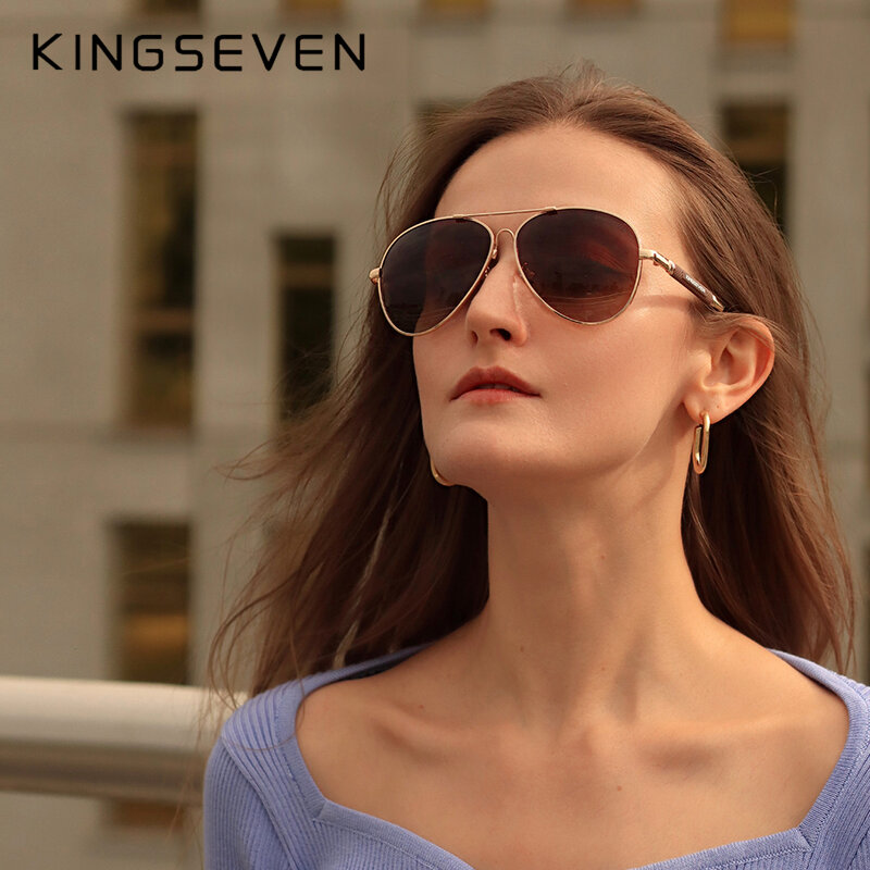 KINGSEVEN 2023 New Trend Quality Titanium Alloy Men's Sunglasses Polarized Sun glasses Women Pilot Mirror Eyewear Oculos de sol