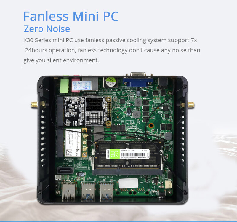 Bebepc Mini Pc Fanless Intel Core I5 4200U I3 5005U Celeron 3855U DDR3L Windows 10 Hdmi Wifi Htpc 6 * usb Desktop Kantoor Computer
