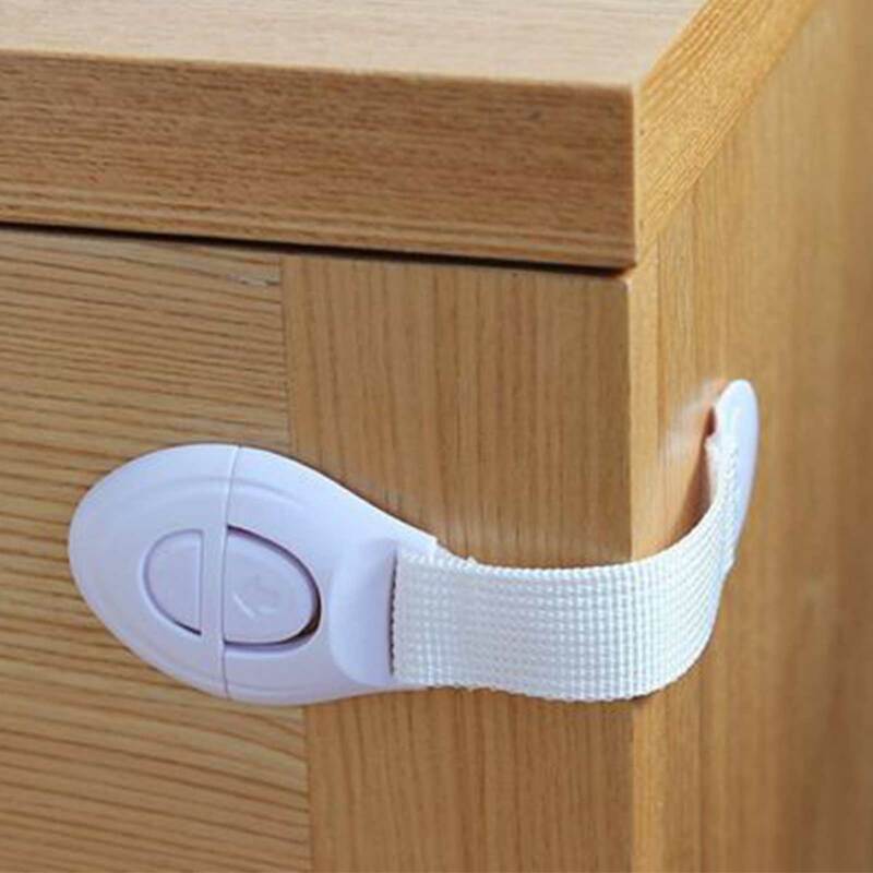 Kunci anak perlindungan kunci pintu lemari anak-anak kunci tali pengaman perekat dapat diatur untuk lemari kulkas aman untuk bayi