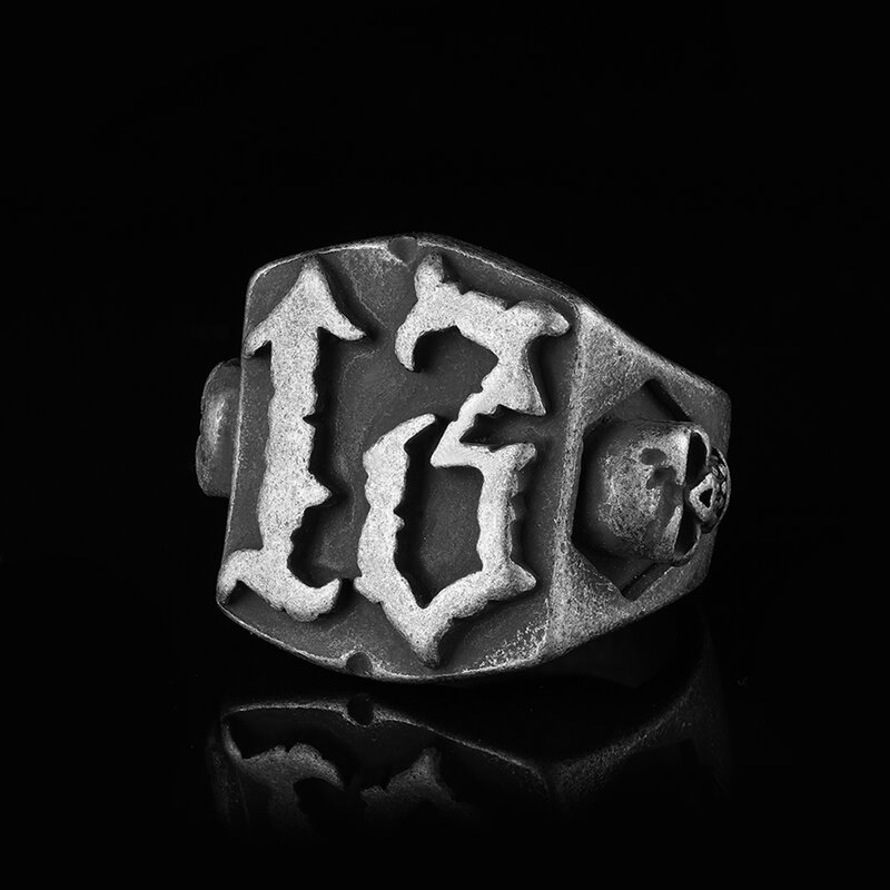 Modne, punkrockowe 13 listowy pierścionek styl męski stal nierdzewna stalowe pierścienie dla kobiet Retro tradycyjna weselna biżuteria OSR452