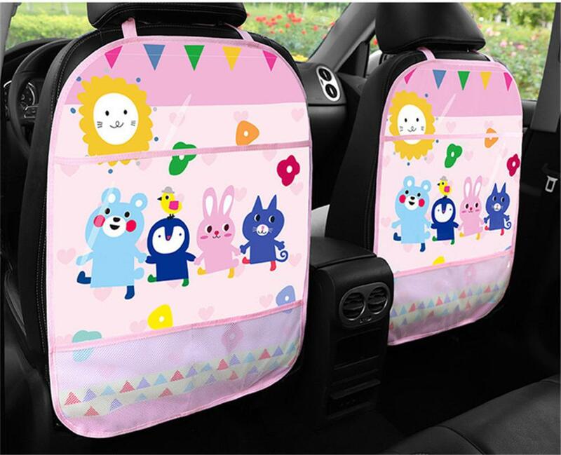 Car Organizer Tablet Stand Hanging Bag Baby Cartoon Car Seat Back Protector Car Storage Holder Kick Mat Baby Care Accessories