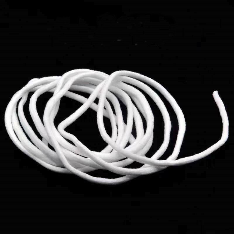 Cuerda redonda suave de 3mm para mascarillas faciales, correa para la oreja, banda elástica blanca y negra, cordón de goma para la oreja, ajustador DIY, 5 kg/lote