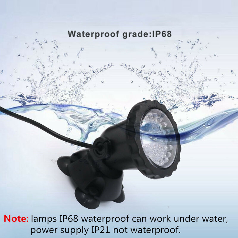 Luces LED subacuáticas, lámpara impermeable RGB, 36LED, para piscina, fuentes, estanque, agua, jardín, acuario