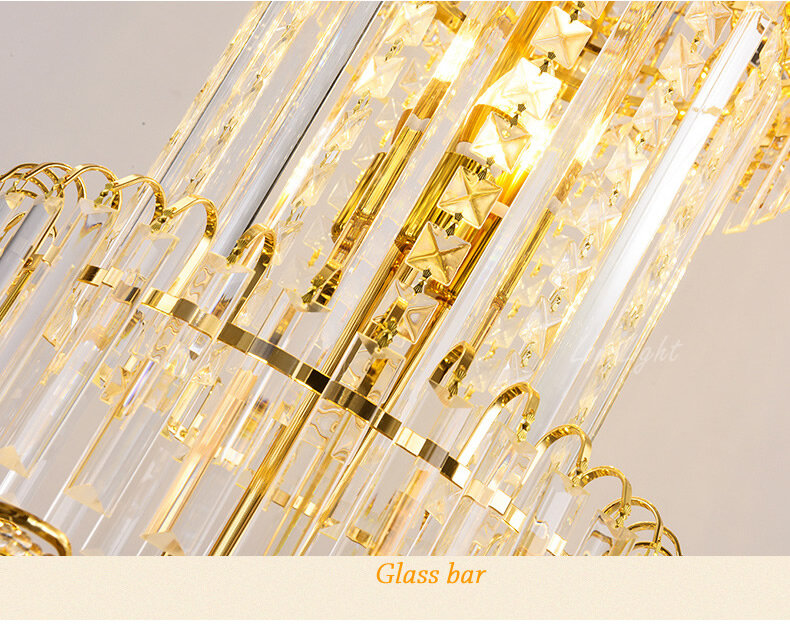 Lustre, lámpara de araña K9 Led para escaleras, araña dorada de cristal, lámpara moderna para iluminación de Hotel, Villa, centro comercial, pasillo, ingeniería, 110V, 220V