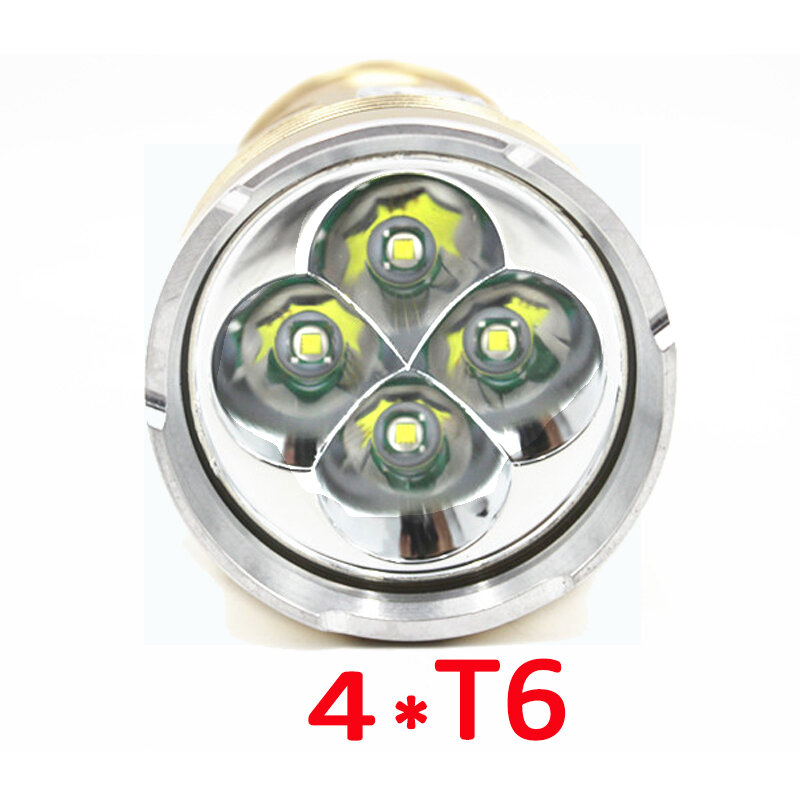 3 tryby 4x XM-L T6 LED latarka 4200lm Tactical lanterna Night Light Camping polowanie latarka + 4x18650 bateria + ładowarka