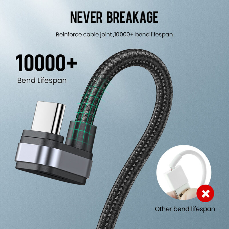 Elough USB typ C kabel 2.4A szybkie ładowanie 90 stopni łokcia gry przewód ładowania dla Xiaomi Samsung telefon danych przewód USB C kabel