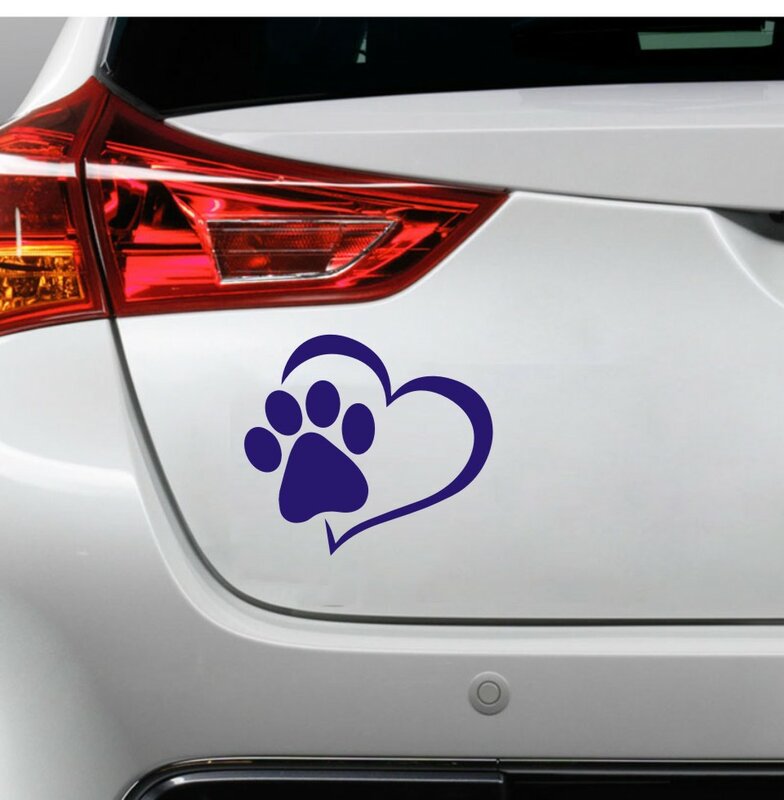 10.9CM*9.7CM Dog Paw with Peach Heart Car Body Stickers and Decals Car Styling Decoration Door Window Vinyl Stickers