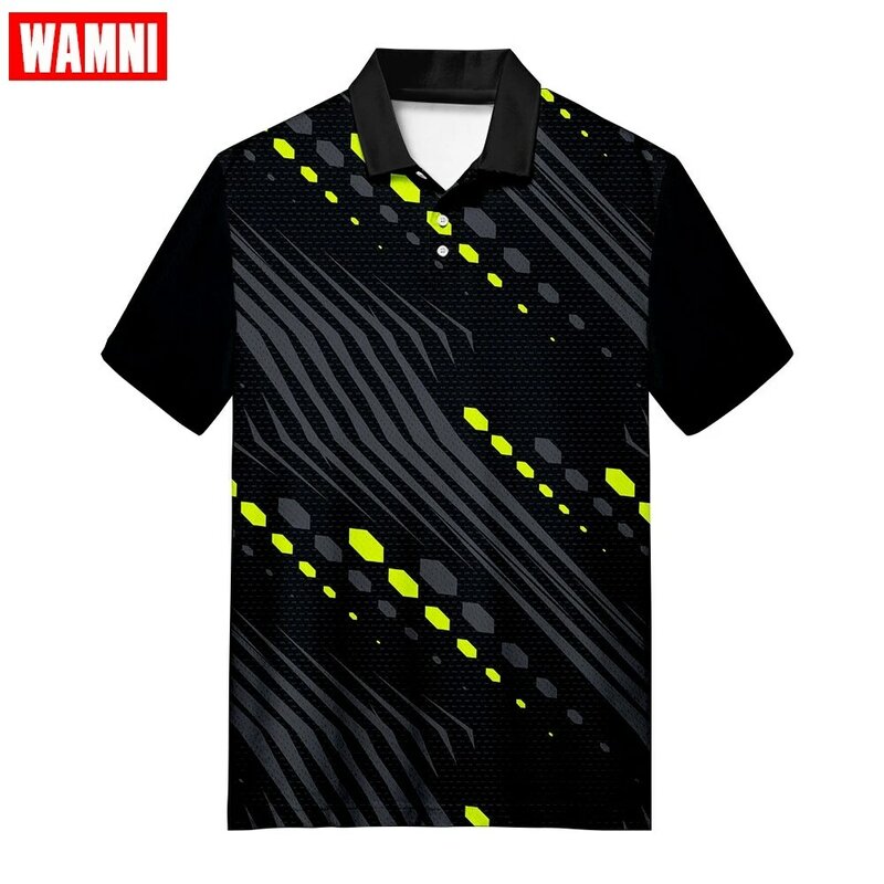 WAMNI marca tenis Polo camisa verano Casual Moda hombre negocio culturismo 3D deporte Harajuku Streetwear Turn-down Collar Polo