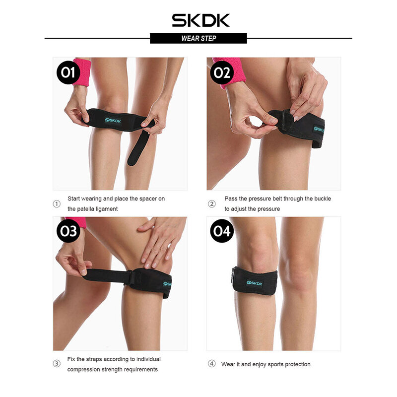 SKDK 1PC Patella Kneecap Band Adjustable Silica Gel Knee Tendon Strap Protector Knee Pad Running Sports Cycling Gym Knee Support