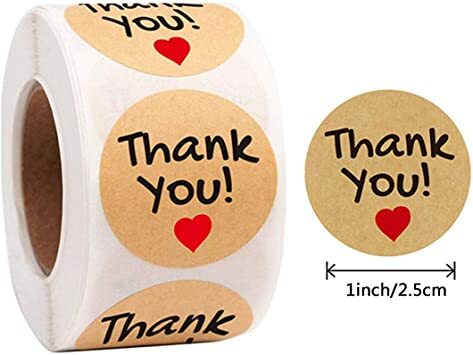 Merci Stickers, 500 Stuks Dank U Stickers Étiquettes Avec Coeur, Autocollant Cuisson Rond Adhésif, Kraft Autocollants Étiquettes