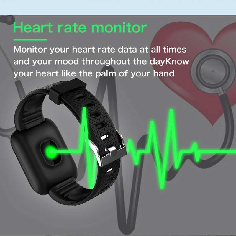 Abay-reloj inteligente deportivo con control del ritmo cardíaco, rastreador de presión arterial para hombre y mujer