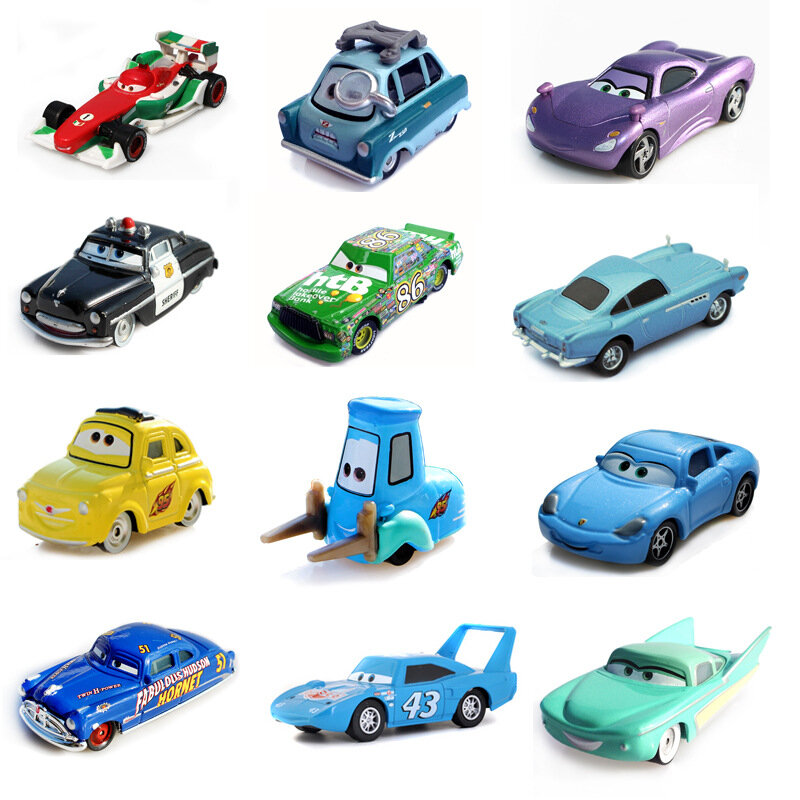 Carrinhos modelo Carros da Disney Pixar, 1:55, para crianças, brinquedos em liga metálica das personagens Relâmpago McQueen, Mate, Jackson Storm, Cruz Ramirez, presentes infantis de natal para meninos