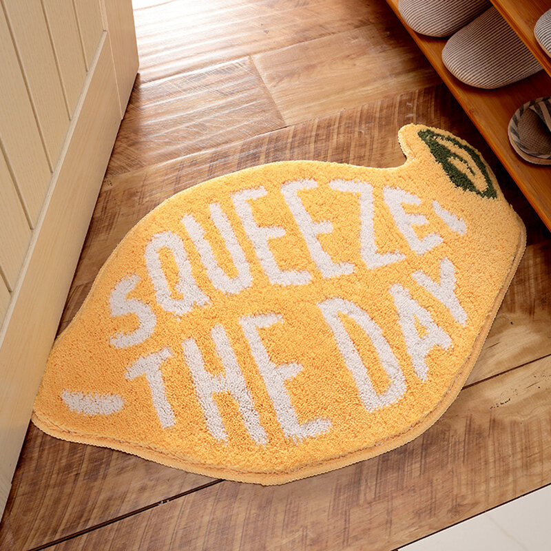 Weiche Gelbe Zitrone Form Bad Teppich für Kinder Obst Muster Anti-rutsch Bad Teppich Teppiche Absorbent Bad Matte…