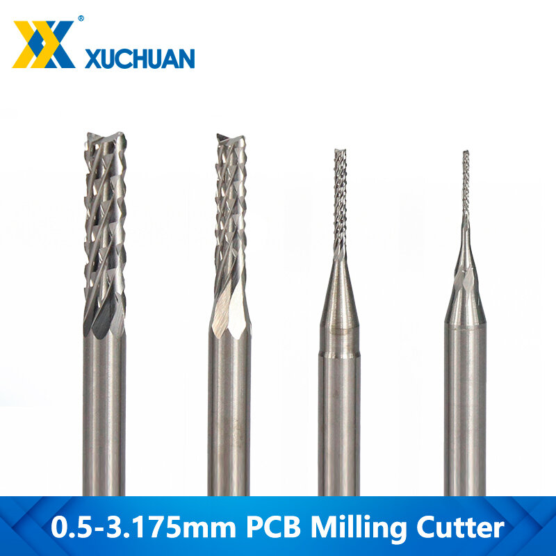 0.5-3.175Mm PCB Millingเครื่องตัด3.175Mm Shank CNC Router Bitคาร์ไบด์End Mill CNC PCB Milling Bitsเครื่องตัดสำหรับแกะสลักเครื่อง