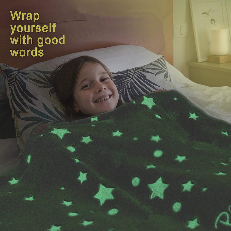 Lua estrela universo noite das crianças fluorescente cobertor flanela coral brilho flanela casa tapete cobertor fluorescente das crianças
