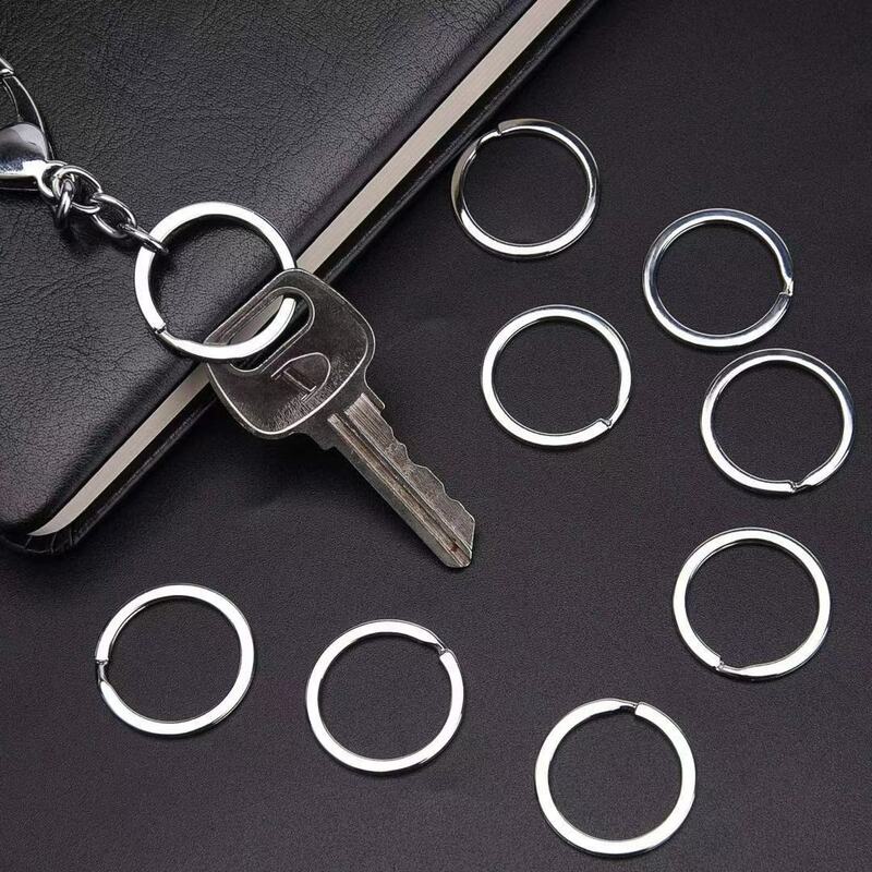 Aço inoxidável Anel Chaveiro, Round Linha plana Split Ring, DIY Chaveiro Achados, 15mm, 20mm, 23mm, 25mm, 28mm, 30mm, 20Pcs Lot