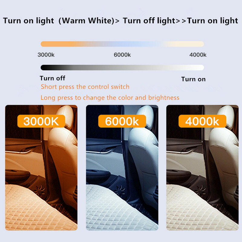 Автомобильный светильник для чтения интерьера автомобиля с USB-зарядкой, магнитная лампа на крышу с сенсорным управлением, домашний Автомобильный светодиодный светильник
