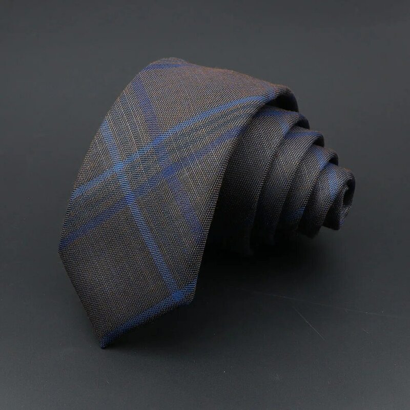 Cravatte da uomo cravatta scozzese a righe Jacquard classica 6cm cravatte sottili poliestere colletto stretto abito camicia cravatta accessori regalo