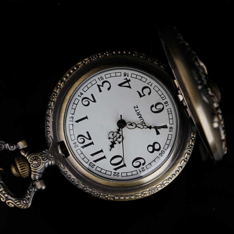 Reloj de bolsillo de cuarzo tallado de Papá Noel, de alta calidad, regalo de Navidad, colgante, collar, cadena, reloj de bolsillo