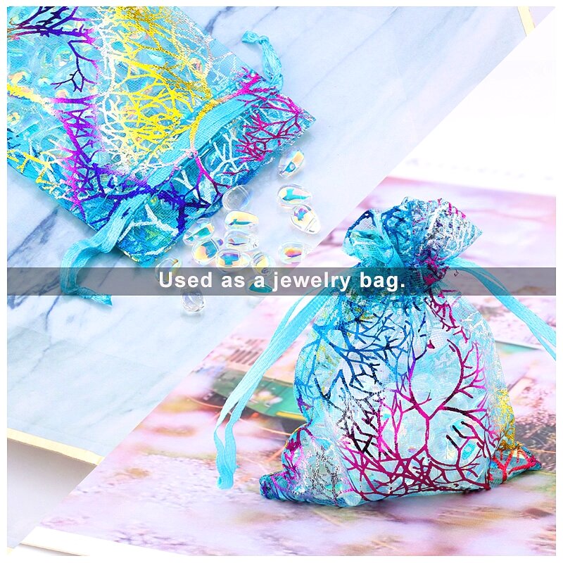Wholesale 5*7 7*9 9*12 10*15cm Colorful Organza Bags Drawstring  Jewelry Packaging Bags Wedding Gift Bags Jewelry Pouches