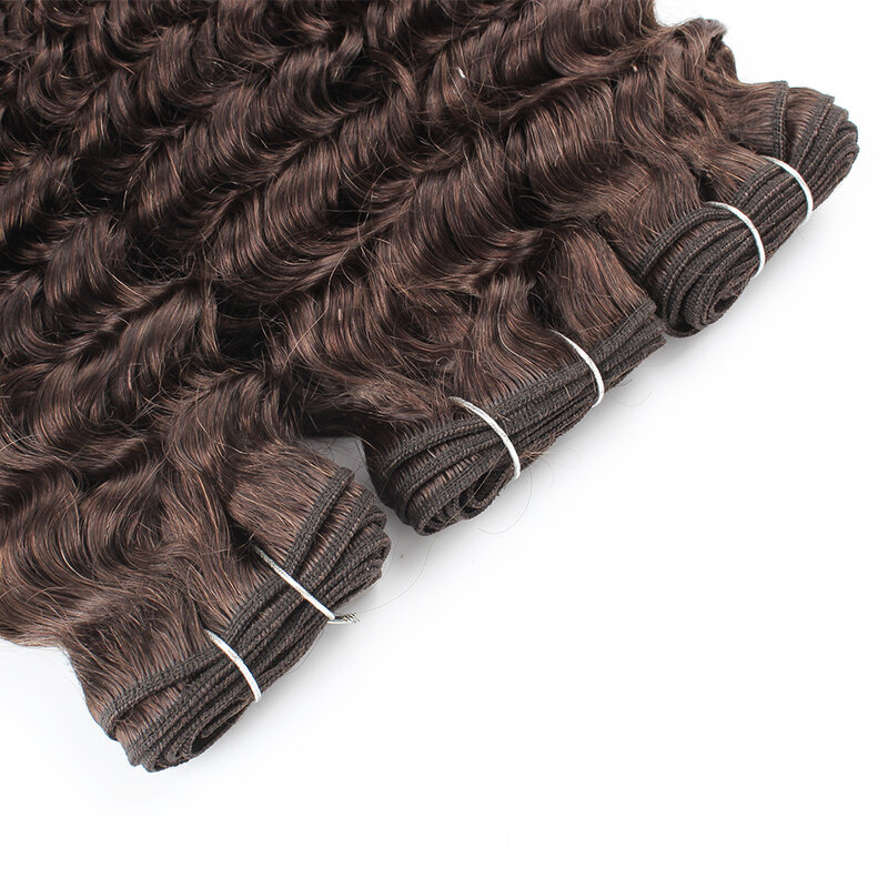 Kisshair-Deep Wave Cabelo Bundles, marrom escuro, peruano, extensão do cabelo humano, Remy Weave, cor #2, 3, 4 pcs, 10 a 24"