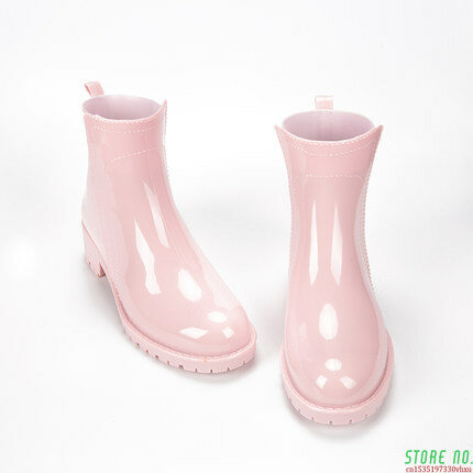Botas de lluvia con plataforma para mujer, botines de goma de tacón bajo, zapatos planos sin cordones, impermeables, talla 33-39, novedad